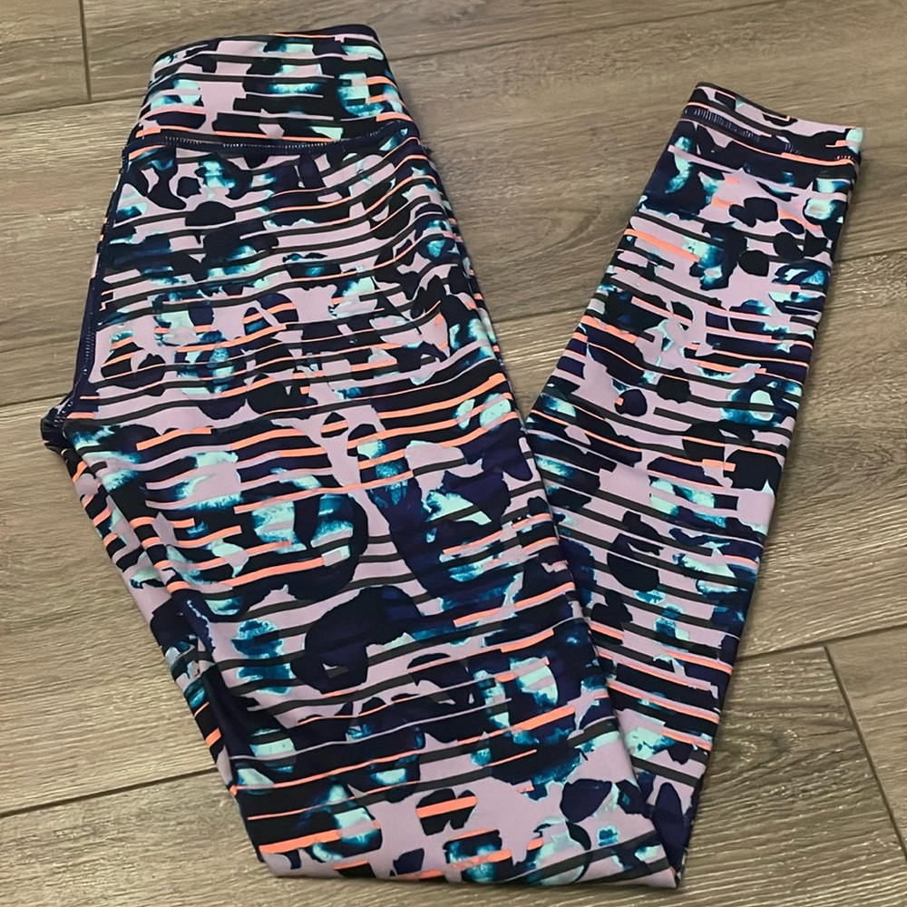 Zella High-Waisted Leggings w/ Colourful Pattern (XXS)